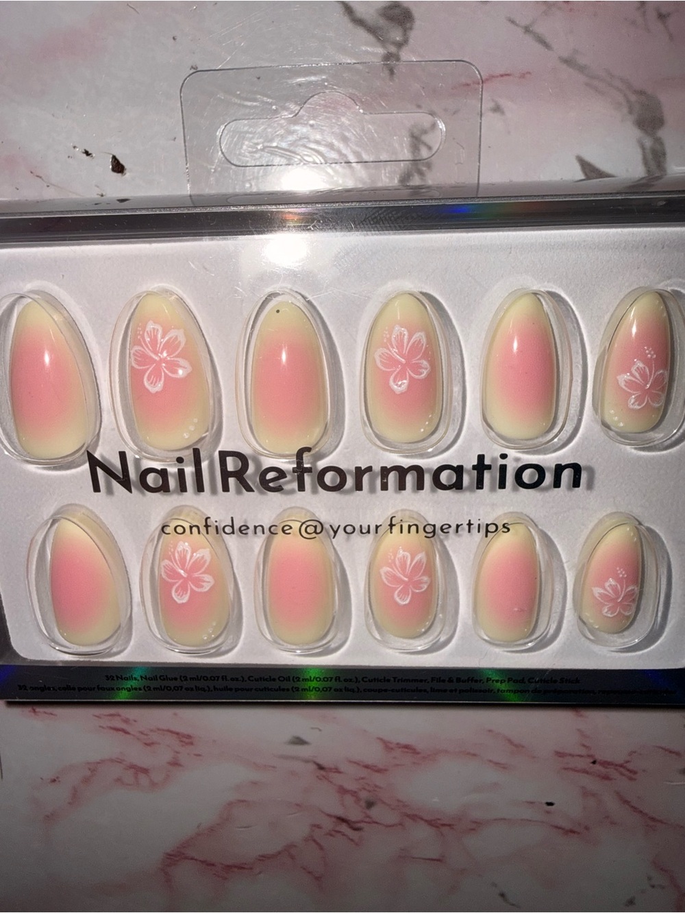 Nail Reformation Pink Ombre Floral Press-On Nails